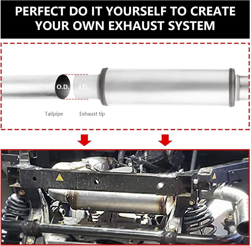 TECTRUC 2.25" Inlet/Outlet Exhaust Muffler,2.25 Universal Muffler Stainless Steel Straight Through Design performance muffler 2.25,20'' Overall Deep Sound for Cars (2.25'' Inlet 2.25'' Outlet) - Image 5